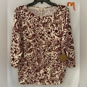 Red and Cream Floral Top